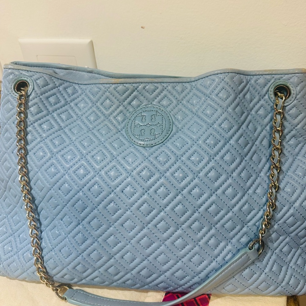 Tory Burch aqua blue leather shoulder bag,